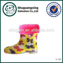 fancy kids shoe covers kids rubber rain boots for warm winter/C-705